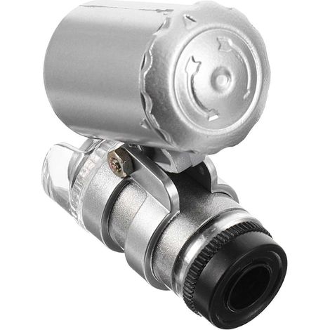 1 mini microscope 60X pour la détection de devises, avec loupe LED-4.5X4X2CM-Silver (1/3)