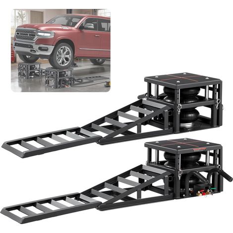 Pont Élévateur Pneumatique VEVOR 5 Tonnes Levage Max 320 mm Cadre Acier avec 2 Rampes d'Extension pour Voiture et SUV (1/5)