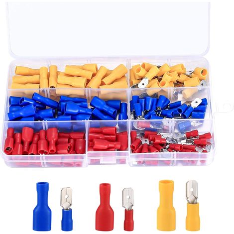 CCYKXA (Red, Yellow, Blue, 150 Pieces) - Crimp Cable Connectors Set, Electrical Terminals Assortment, Insulated Crimp Terminals, Electrical Quick Connector Connector Tools (1/5)