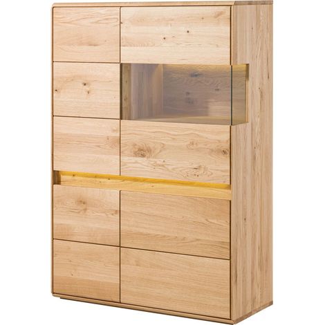 CARDIFF 120 vetrina in legno di quercia selvatica oliato / natur 103x43,5x152