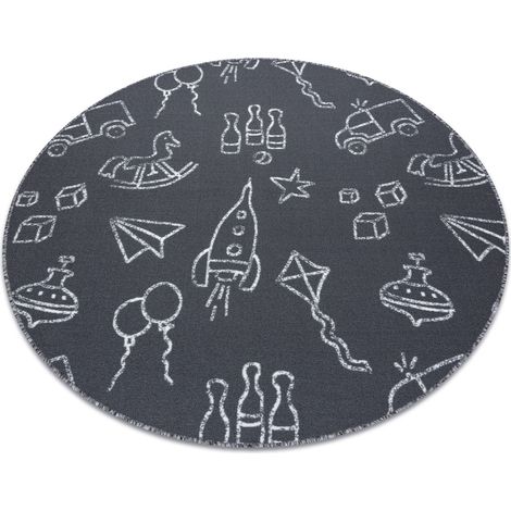 Carpet for kids TOYS circle to play, children's - grey grey round 170 cm