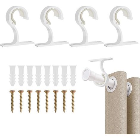 Set di 4 staffe per asta per tende da parete e soffitto in lega di alluminio nera, diametro 25-28 mm. (1/5)