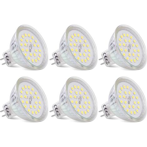 Lampadine LED GU5.3 MR16 12V, 3,8W equivalenti a 40W alogene, faretto LED GU5.3 bianco freddo 6000K non dimmerabile 430 lumen lampada LED MR16, confezione da 6 [Classe energetica E]