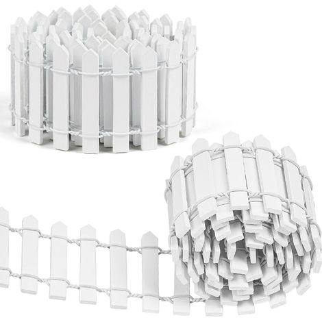 Clôture de Jardin en Bois Blanc, 2PCS 90x5 cm Miniature Accessoires Le Bricolage et la Décoration de Mini Jardin, Clôture Miniature en Bois pour Sapin de Noel, Maison de Poupée (Blanc) (1/5)