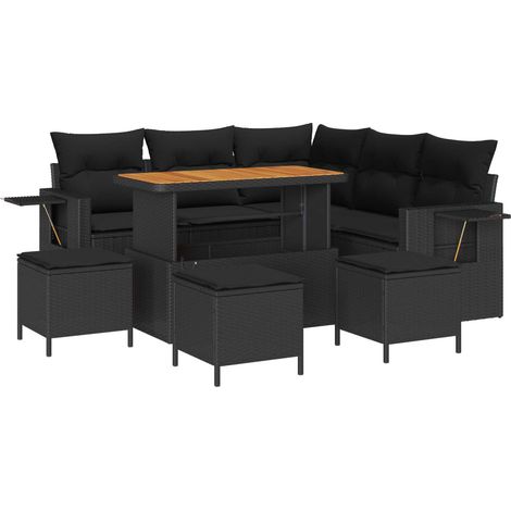 Maison Exclusive - Gartensofa-set mit Kissen 10 pcs Schwarz Poly-