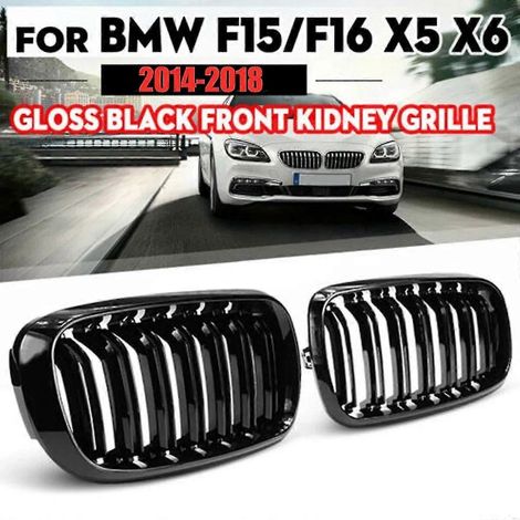 Glänzend schwarzer Kühlergrill, Frontniere, 2-reihig, Doppellamellen, für BMW X5 F15, X6 F16, X5M F85, X6M F86 (2014–2018), Frontstoßstangengrill