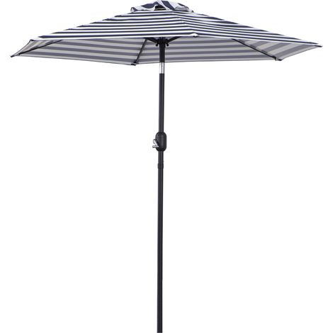 Parasol, parasol de jardin, parasol de terrasse, structure en acier, usage extérieur, rayures bleues, Ø230 x 216 cm (1/5)