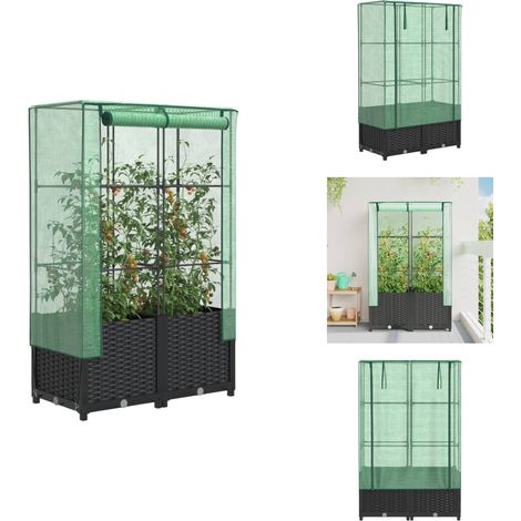 Jardinière surélevée avec housse aspect rotin 80x40x138 cm - Jardinière Surélevée - Jardinières Surélevées - Jardinière Surélevée De Jardin - Lit À Fleurs De Jardin Surélevé (1/5)
