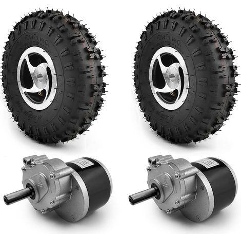 Kit de roue de 10 pouces 24 V 500 W à double entraînement avec pneu 4,10-4 tout-terrain 2 roues motrices pour chariot à manette (sans manette, vitesse max 6 km/h) (1/5)