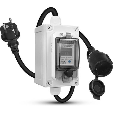 Compteur Electrique Numérique Mobile 230V IP67 Wattmetre Mobile Extérieur KWH Wattmetre Prise avec LED/Réinitialisation, Prise Compteur D'énergie pour Camping-cars Véhicules Electriques (1/5)