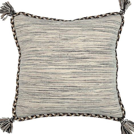 SAHARA - Coussin 100% coton tissé et tressé blanc beige 45x45 (1/5)