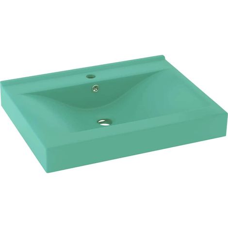 Lavabo avec trou de robinet Vert clair mat 60x46 cm Céramique