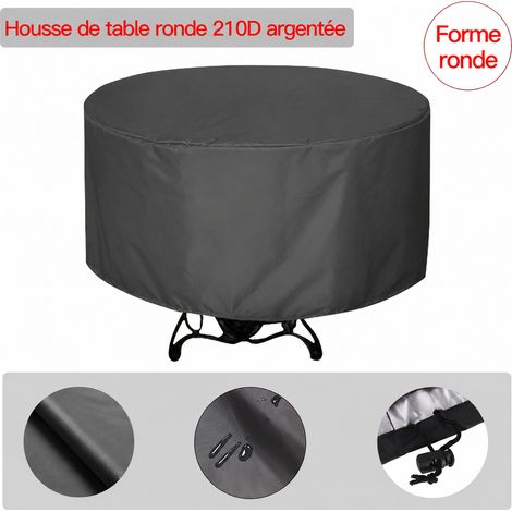 Housse de protection ronde pour mobilier de jardin en tissu Oxford 210D enduit argent Ø 180 × 90 cm 210d 180 90cm réf 45 × 40 × 25 cm 500 g – Livraison gratuite