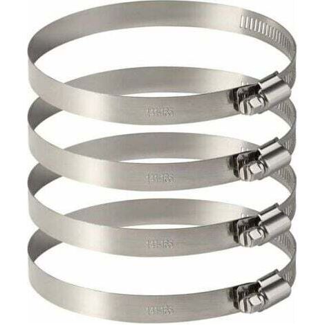 4Pcs 150 mm Collier de Serrage Tuyau Ajustable en Acier Inoxydable Pour Fixer Souples Durites (141mm-165mm)