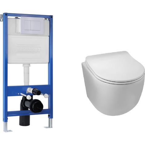 BALNEO - pack bâti-support encastré STANDARD + cuvette WC LUNA TORNADO - ensemble pour toilette (1/5)