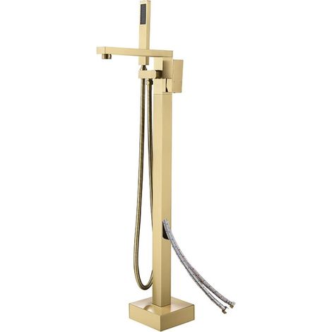 Salle de Bain Baignoire Robinet + Douche de Poche Debout Debout doré doré brossé Baignoire Baignoire robinets de Sol(Style 8 Brushed Gold) (1/5)