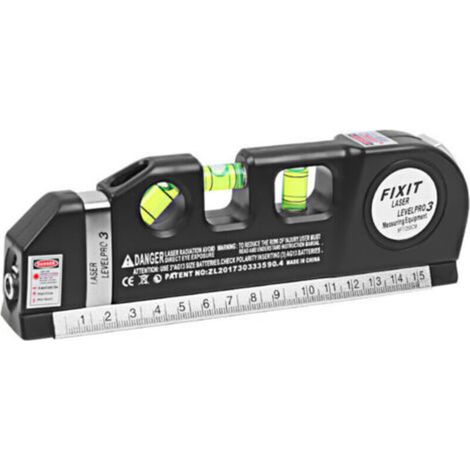 Niveau Laser Polyvalent, Niveaux à Bulle, Ruban à Mesurer, Règle Standard et Métrique (8 pi / 250 cm)