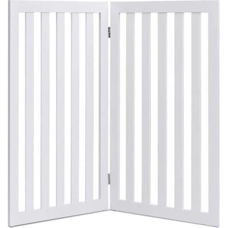 Costway – Barrière de sécurité pour chien 2 panneaux MDF pliable – Charnières métalliques pivotantes 360° – Antidérapante pour escaliers et portes