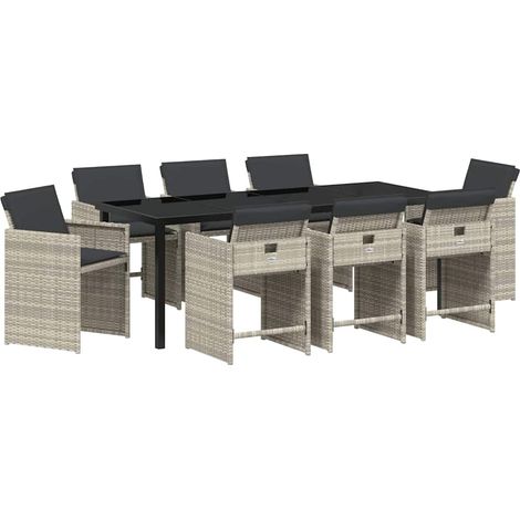 Maison Exclusive - Set da Pranzo per Giardino 9 pcs Grigio chiaro polyrattan