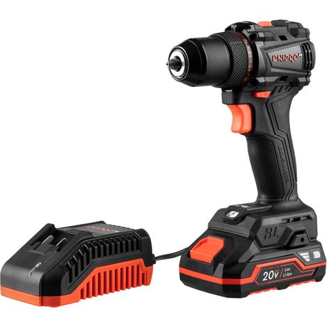 DNIPRO-M Perceuse-Visseuse Sans Fil 20V Brushless KIT, Couple 60 Nm, Mandrin Métallique 13mm, 2 Vitesses, Inclus 2 Batteries 2.0Ah et Chargeur dans Mallette - CD-200BC KIT