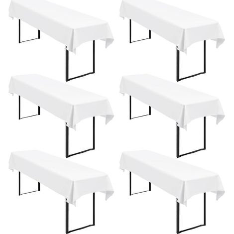 6er Set Biertischdecken Weiß 250x100cm Wasserdicht Waschbar für 50-70cm Tische