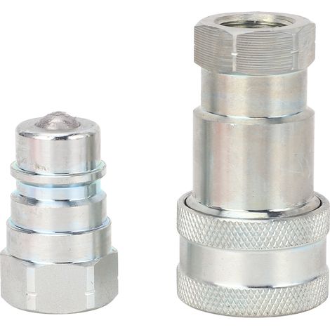 2 raccords hydrauliques rapides mâle et femelle 3/8 NPT ISO5675 avec bouchons antipoussière (1/5)