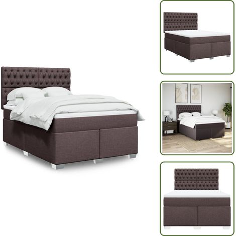 Sommier à lattes de lit avec matelas Marron foncé 140x190 cm - Sommier À Lattes De Lit - Sommiers À Lattes De Lit - Lit - Meuble De Chambre À Coucher (1/5)