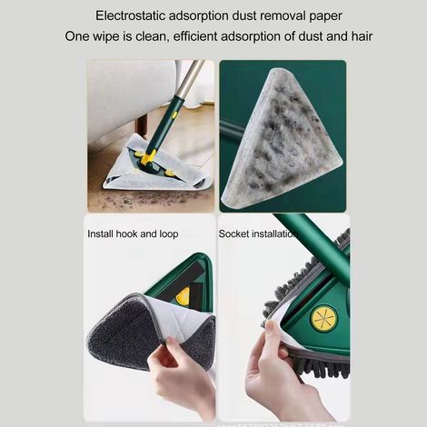 Balai triangulaire pour nettoyer les recoins des plafonds et des murs, balai plat pour usage domestique, outil multifonctionnel pour le nettoyage des vitres (1/5)