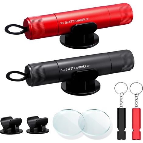 2-Piece Window Breaker Seat Belt Cutter, 2-in-1 Seat Belt Cutter Window Breaker with 2 Bases, Compact Emergency Rescue Tool for Car, Essential Automotive Safety Accessory (1/5)