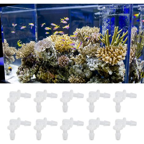 Packung mit 10 Stück. Aquariumzubehör: L-förmiger Winkel mit gleichem Durchmesser, 4,8 mm. (1/5)