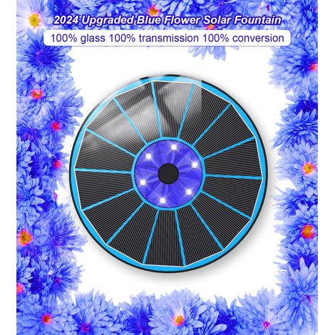Fontaine Solaire LED, 2026 3.5W Extérieur Flottante Pompe Bassin Solaire, 2200mAh Batterie, Fontaine Solaire Verre avec 7 Buses & 4 Tiges Fixes pour Bain d'oiseaux Aquarium Jardin Fountain(Blanc)