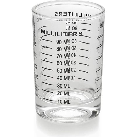 Measuring Cup - Glass - 90 Ml - For Liquids And Dry Ingredients - Kitchen Bar Use - 1 Piece (1/5)