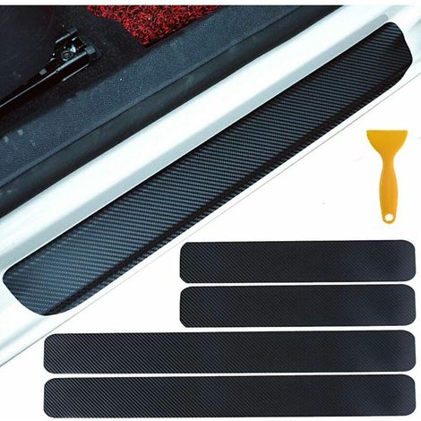 4pcs autocollant de seuil de porte de voiture universel film noir 4d carbone autocollant (1/5)