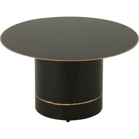 Table basse ronde métal noir bord doré design contemporain - Noir mat bord doré (1/4)