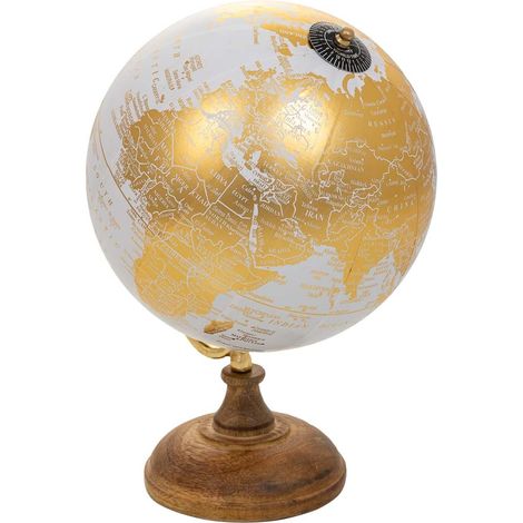 Globo terráqueo de plástico con base de madera marrón d15x20 (1/5)