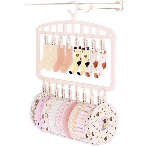 Séchoir à linge multifonctionnel à double couche pour bébés avec 18 pinces (1/3)