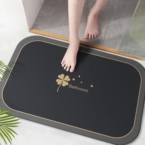 LAN Noix de coco à quatre feuilles - Gris Vallée Profonde 5080cm (Terre de diatomées) Tapis de sol en terre de diatomées, tapis de salle de bain antidérapant, tapis de toilette résistant à l'usure et (1/5)