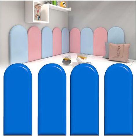 Panneaux muraux 3D, lot de 4, panneaux muraux à l'épreuve des enfants, tapis muraux anti-collision auto-adhésifs (2040CM, bleu foncé). (1/5)