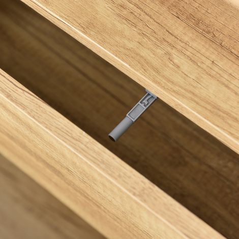 Buffet design 140 cm, blanc laqué et bois clair, éclairage LED RGB. Meuble de salon élégant, rangement pratique, surface brillante et moderne. (1/5)