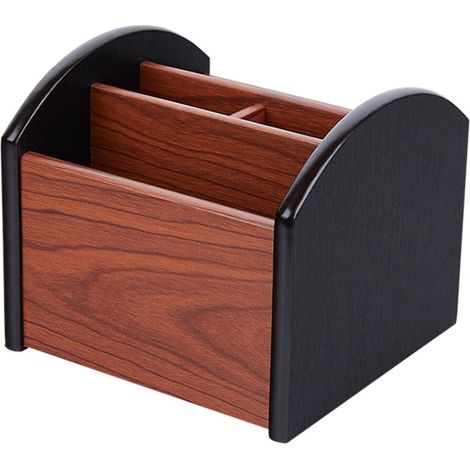 Caja de almacenamiento de plástico rojo intenso OUNONA con diseño de vetas de madera, ideal para organizar el escritorio, con unas dimensiones de 7,5 x 5,3 x 3,1 pulgadas.
