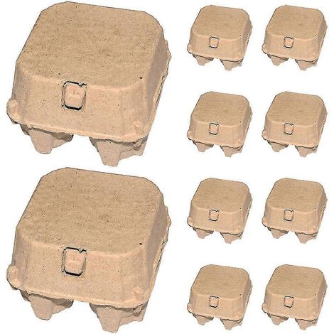 10 boîtes à œufs en pâte kraft, plateau à 4 compartiments pour œufs de poule, contenants à œufs familiaux (1/2)