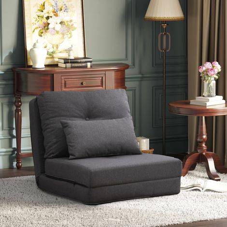 Divano letto da pavimento regolabile in lino OKMYHOME (1/4)