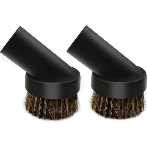 2 cepillos redondos negros para polvo, manguera de aspiradora de 3,17 cm (1,25 pulgadas), cerdas de crin de caballo de 25 mm, compatible con la mayoría de los accesorios de aspiradora. (1/5)