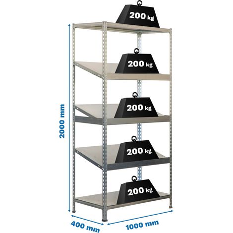 Simonrack Metallregal verzinkt 5 Ebenen 200 kg