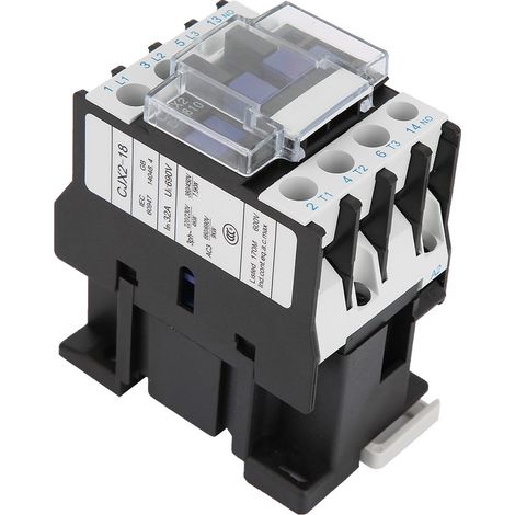 Contacteur électrique industriel CJX2-1810, montage sur rail DIN, 380V AC, pour commande de moteur et automatismes (1/4)