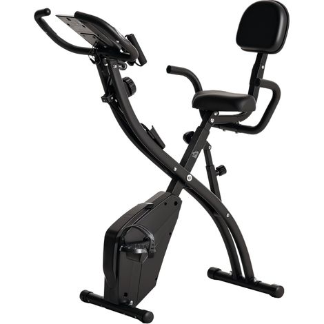 2-in-1 Folding Exercise Bike with 8-Level Magnetic Resistance, Arm Resistance Band, Pulse Sensor, Black (1/3)