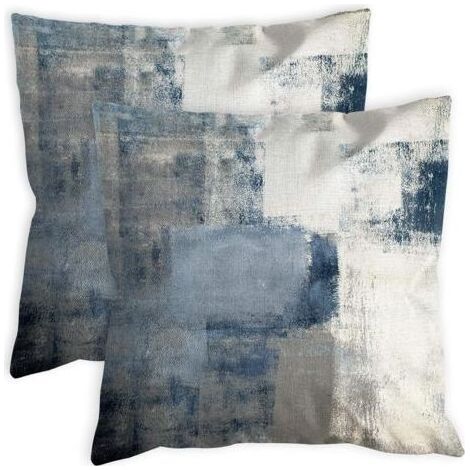 Set aus 2 graublauen Kissenbezügen 45,7 x 45,7 cm, modernes abstraktes Muster, weiß, marineblau, dekorative Kissen, Wohndekor-Kissenbezüge für Sofa, Bett, Wohnzimmer. (1/5)