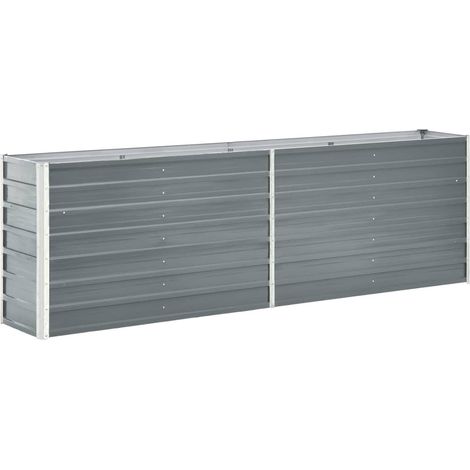 Aiuola rialzata per piante e fiori acciaio zincato 240 x 40 x 77 cm grigio 020001100