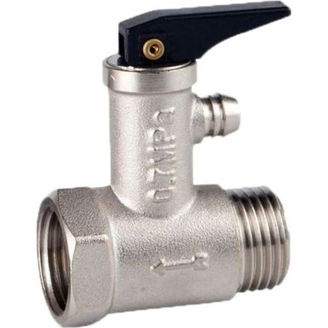 Valve de sécurité en laiton nickelé 0,7 MPa – Filetage extérieur 1/2' – Dispositif anti-retour pour chauffe-eau – Protection contre surpression (1/5)