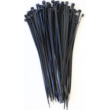 Lot de 100 serre-câbles en polyamide 300 x 3,6 mm Bords arrondis lisses autobloquants Noir (1/5)